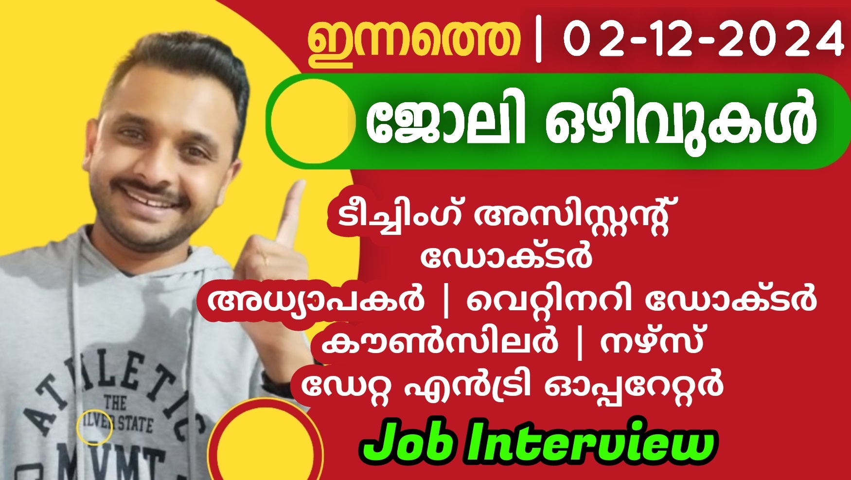 ഇനàµà´¨à´¤àµà´¤àµ† ജോലിഒഴിവàµà´•à´³àµâ€ | 02-12-2024