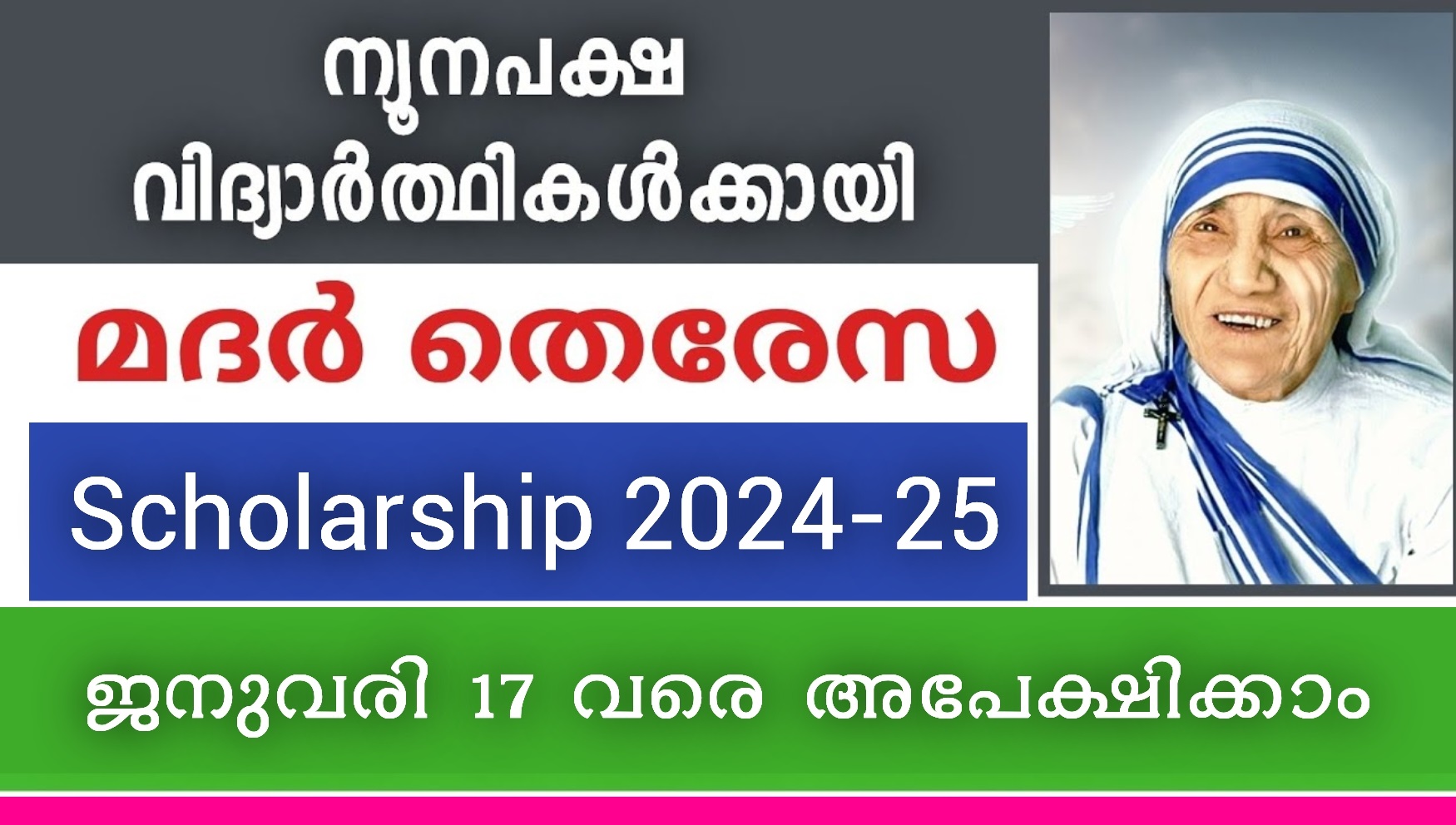 à´®à´¦àµ¼ à´¤àµ†à´°àµ‡à´¸ à´¸àµâ€Œà´•àµ‹à´³àµ¼à´ªàµà´ªà´¿à´¨àµ à´…à´ªàµ‡à´•àµà´· à´•àµà´·à´£à´¿à´šàµà´šàµ
